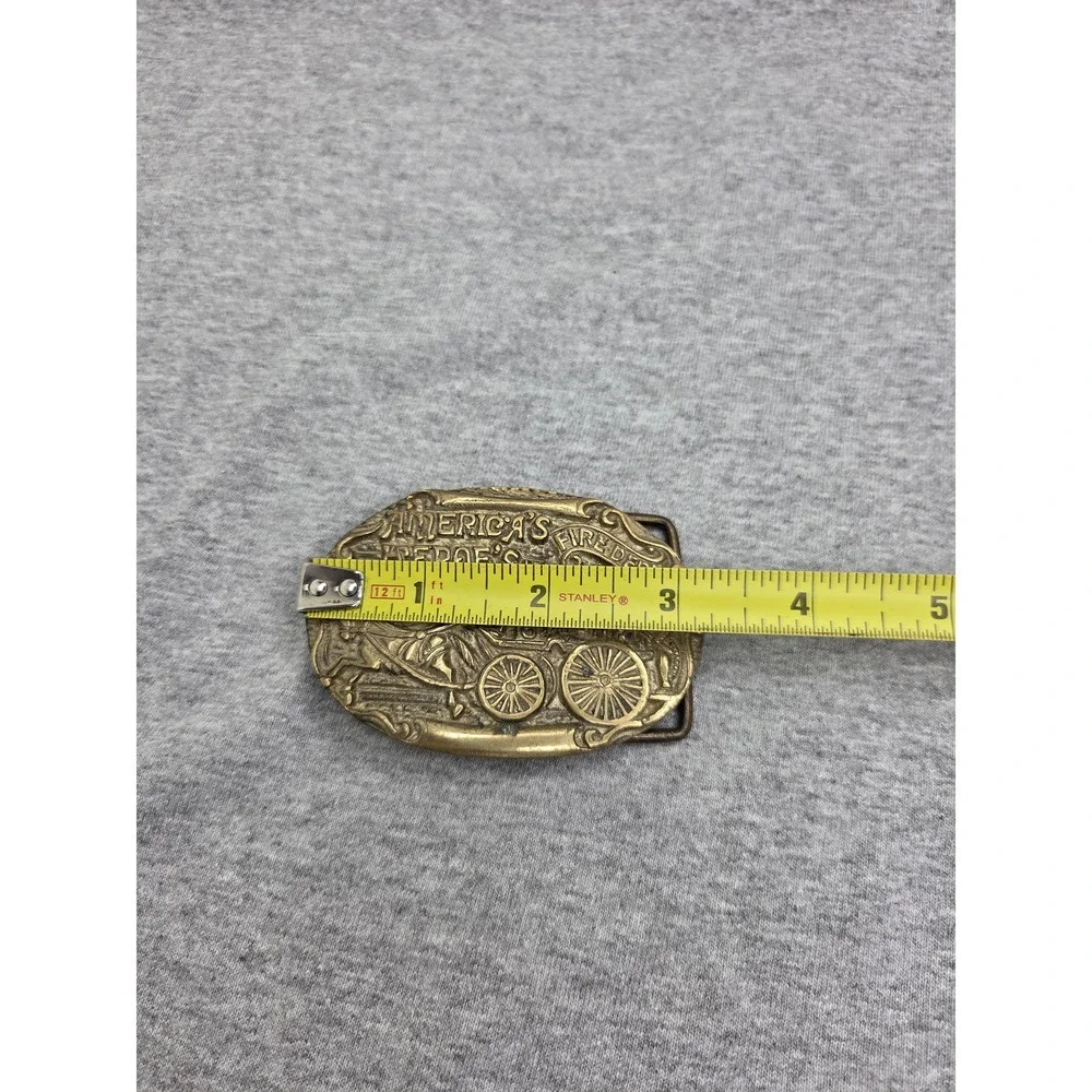 Americas Heroes Fire Department Solid Brass Heavy Belt Buckle